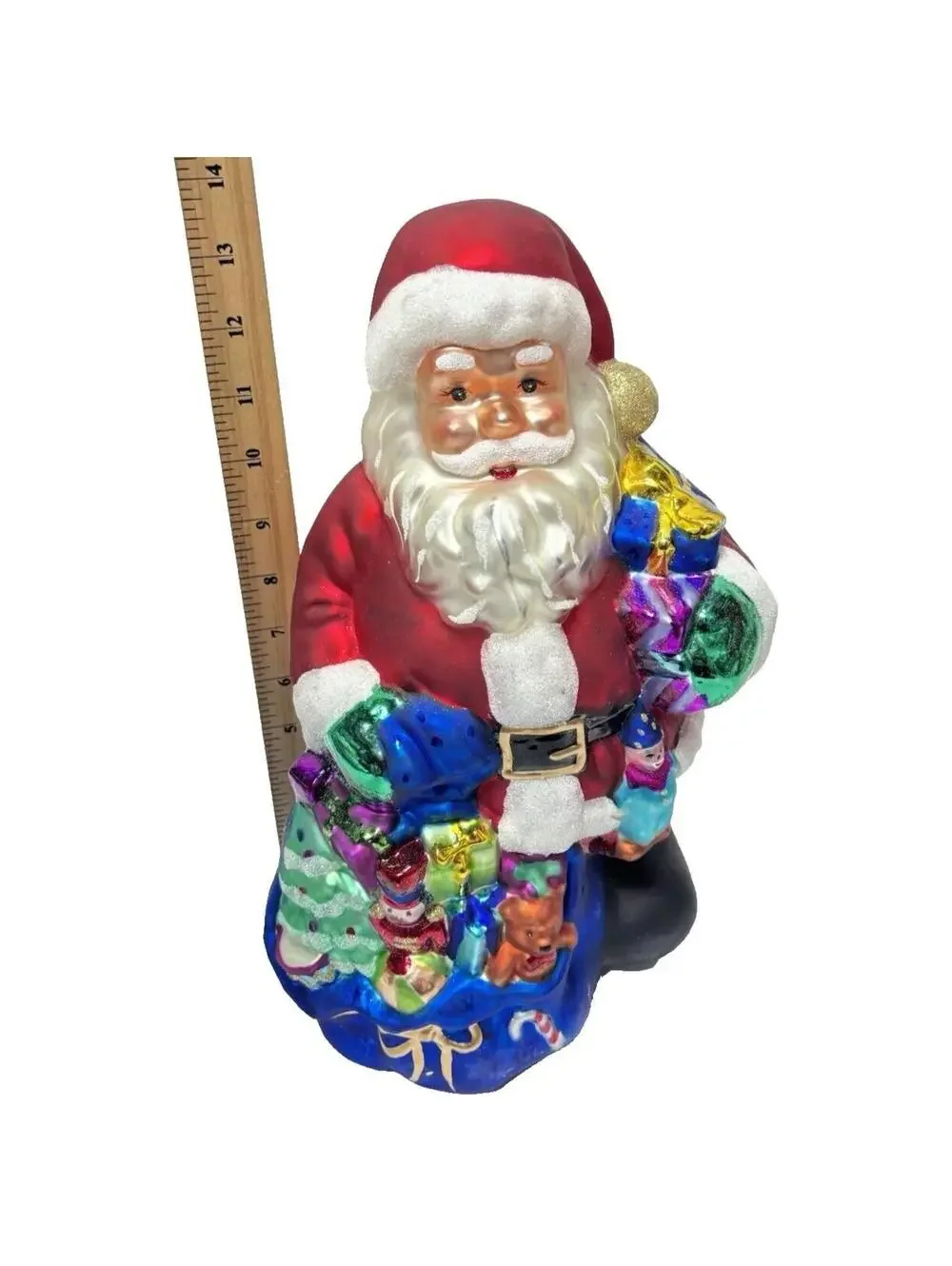 Vintage Santa Claus Christmas Ornament, Glass Carleton Cards Tree Decor RARE NEW